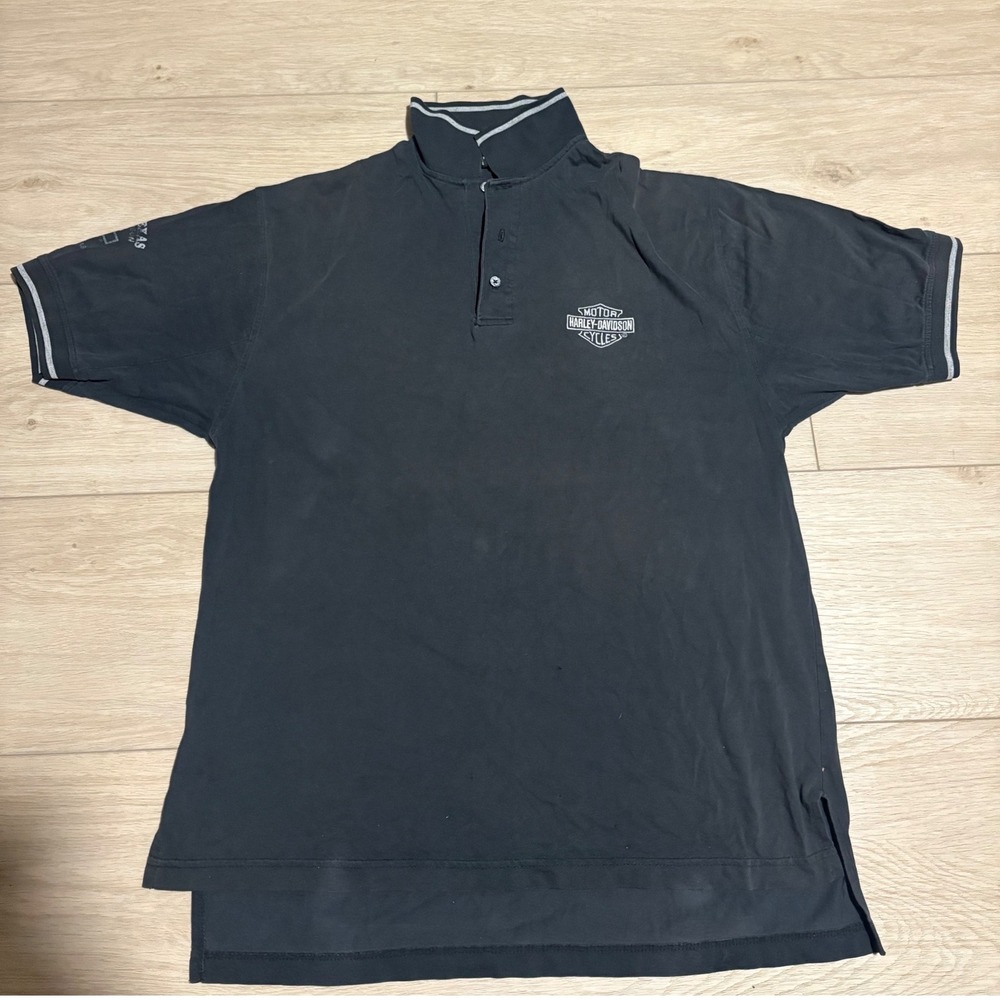 Harley Davidson Mens Black Cotton Polo Shirt Large USA